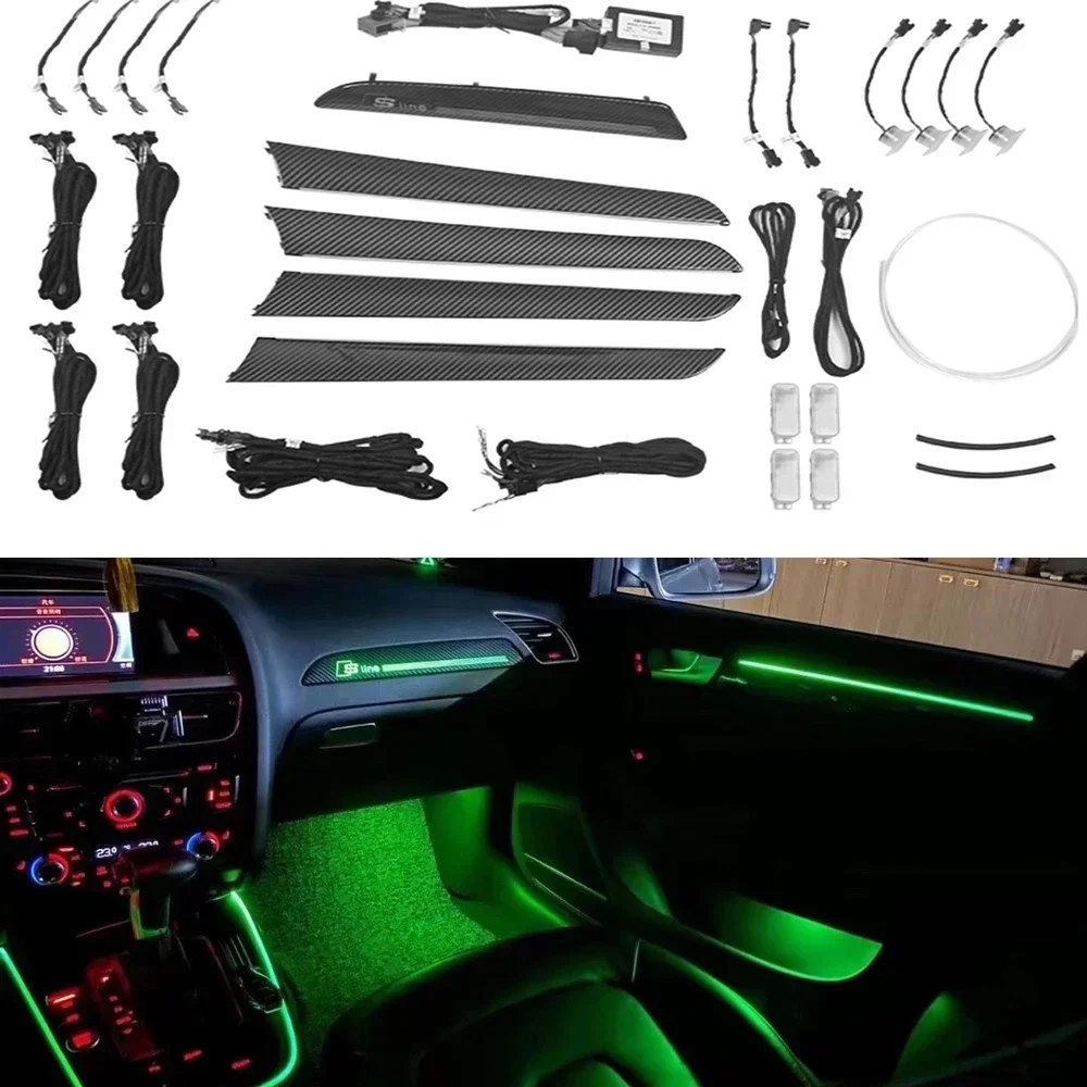 Voor Audi A4 B8 A5 Q5 2009-2016 Led Omgevingslicht Perzik Houtnerf Versieren Lamp Koolstofvezel Originele Auto 21 Kleuren Omgevingslicht