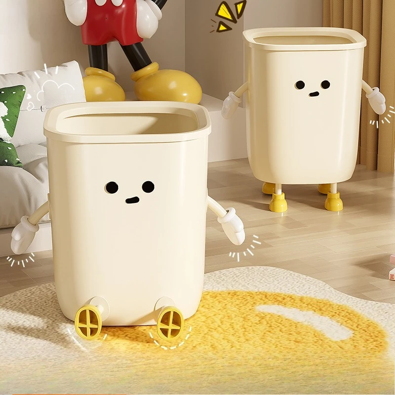 

Creative Cute Waste Bins with Handle No Lid Pressure Ring Open Wastebasket Waste Bins Office and Living Room Home Basurero JTW