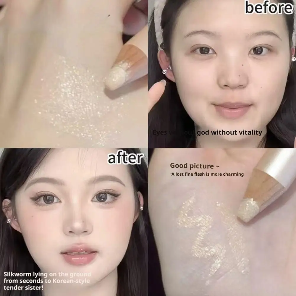 多機能蚕ペン真珠光沢のあるシャンパン横たわる睡眠ペン 3D 高光沢アイシャドウ明るくする目の肌のメイクアップ