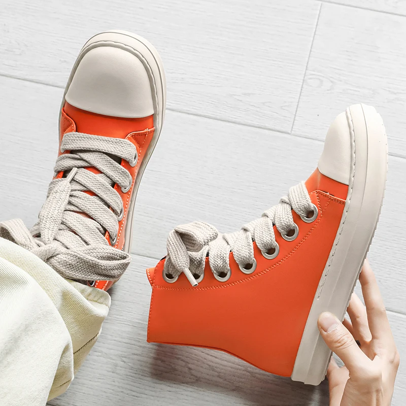 Original Pink Men High-top Sneakers Zip Designer Skateboard Shoes Men Women Fashion Autumn Ankle Boots Leather Casual Sneaker view 5