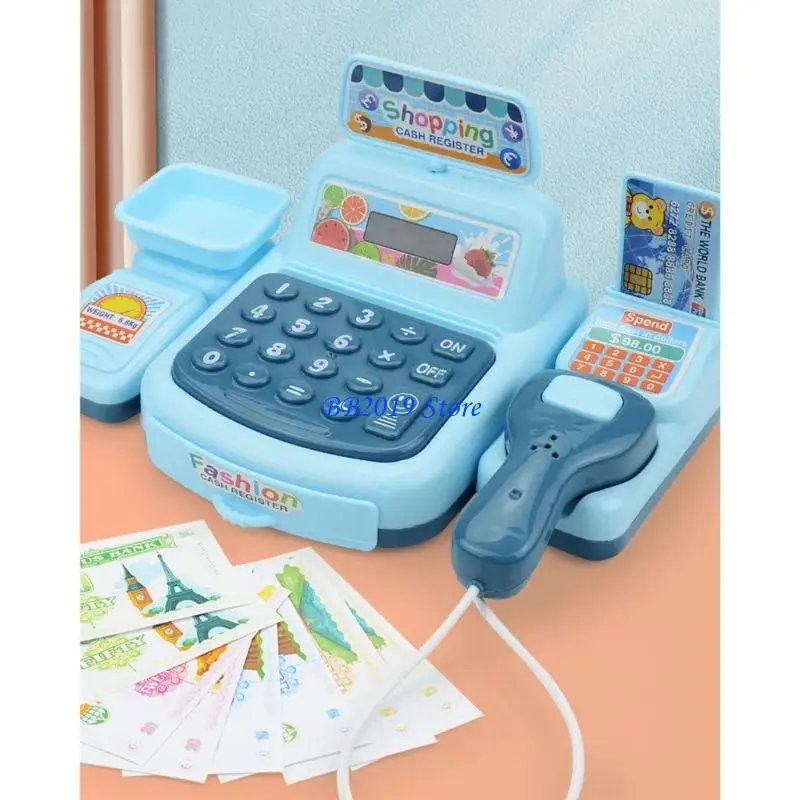 Q0KB Realistic Checkout Counter Playset con accessori rimovibili per matematica