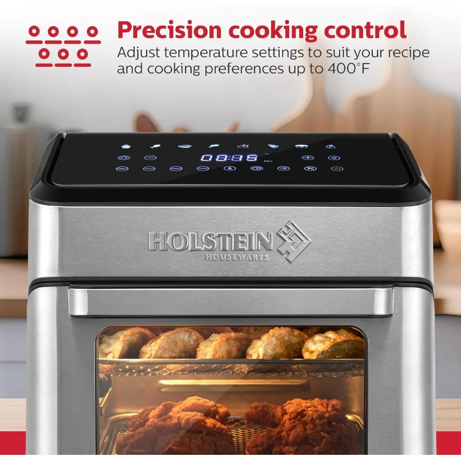 مقلاة هوائية رقمية 12.7 كيو تي 8 في 1 مع شاشة LED لنافذة عرض بحجم عائلي بتقنية الهواء الساخن. اير فراي بيك جريل ديهيدرات روا