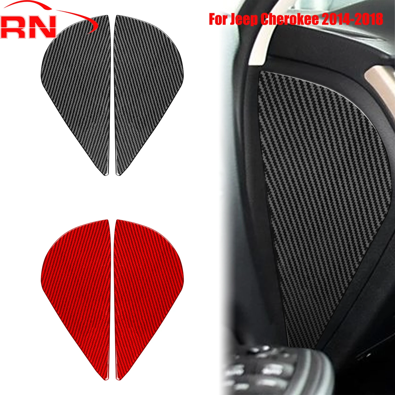 

Для Jeep Cherokee 2014-2018 модифицированные передние слоты для дверей автомобиля из углеродного волокна, панели, аксессуары для интерьера, наклейки на отделку