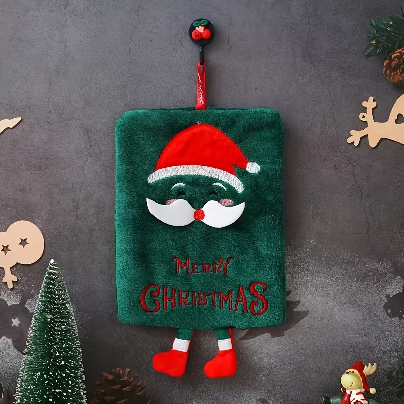 1/4 piece,Merry Christmas handkerchief,thick coral fleece Christmas handkerchief,beautiful extension rope,absorbent,quick drying