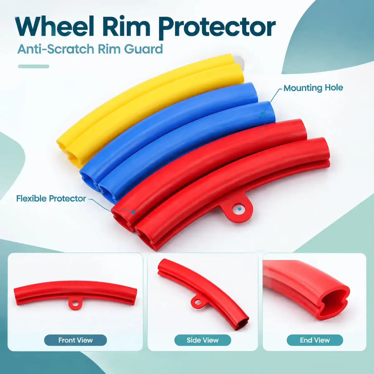1/3/5PCS Wheel Rim Protector Strip Scratch Guard Impact Buffer Thick Wear Resistant Flexible Car Wheel Edge Trim Red Blue Yellow