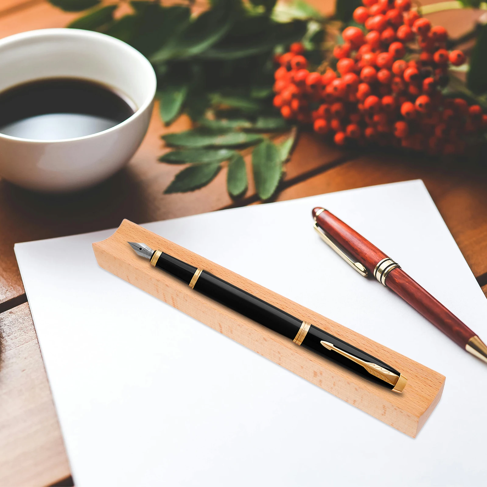 

Beech Wood Pen Holder Minimalist Desk Organizer For Pens Pencils Office School Home Storage Space Saving Desktop Tray