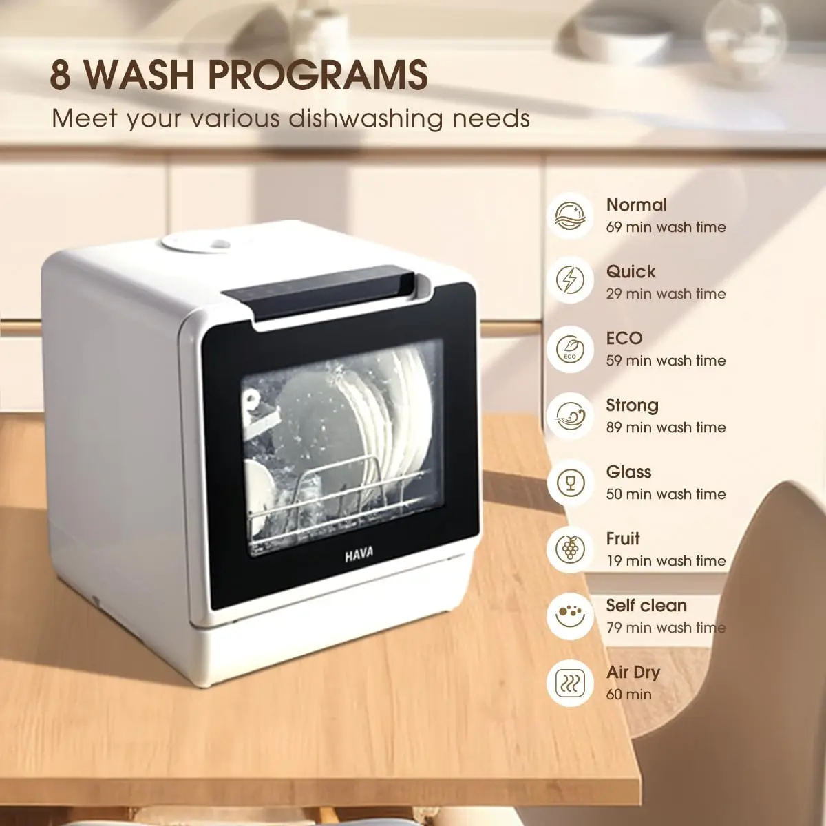 2024 NEW Upgraded Model, 8 Wash Programs Portable Dishwasher with Child Lock