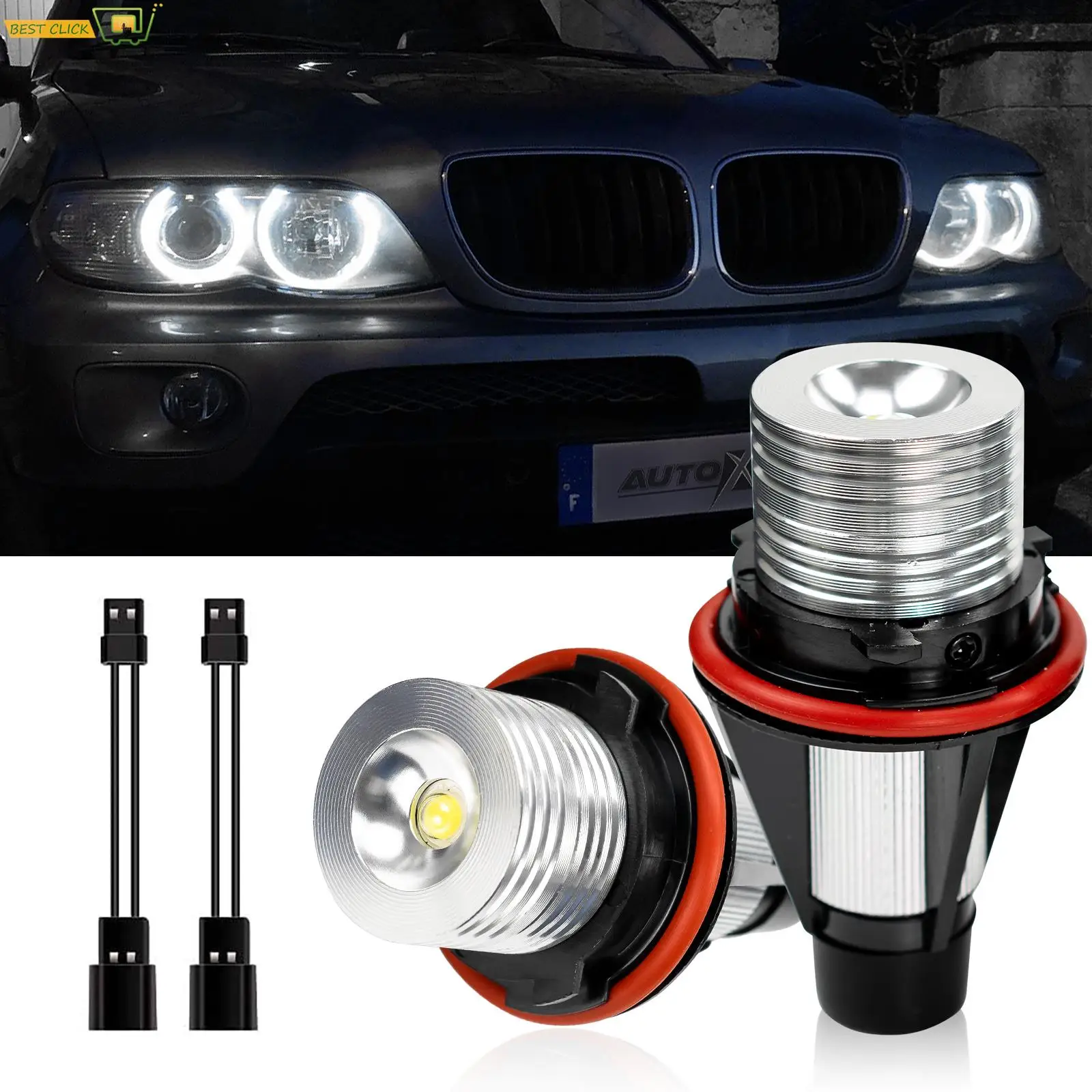 HID White LED Angel Eyes Marker Lights Bulbs Super Bright 2x 5W For BMW 525i 530i xi 545i M5 E39 E53 E60 E61 E63 E64 E65 E66 E87