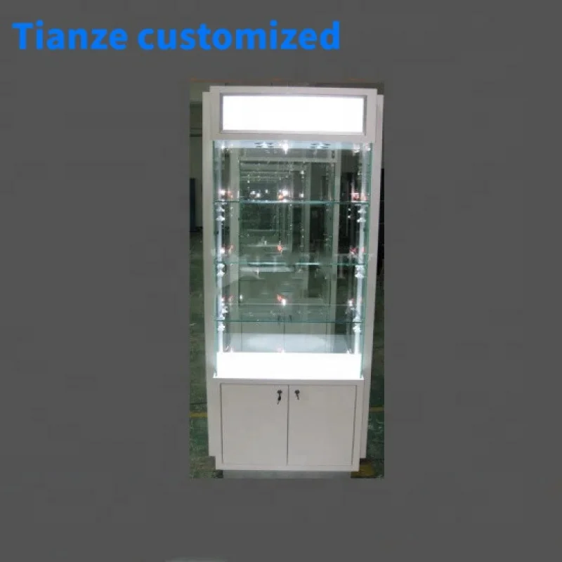 （customized）Mirror Backing Jewelry Store Showroom Showcases Jewelry Wall Cabinet Retail LED Glass Showcase Fixture