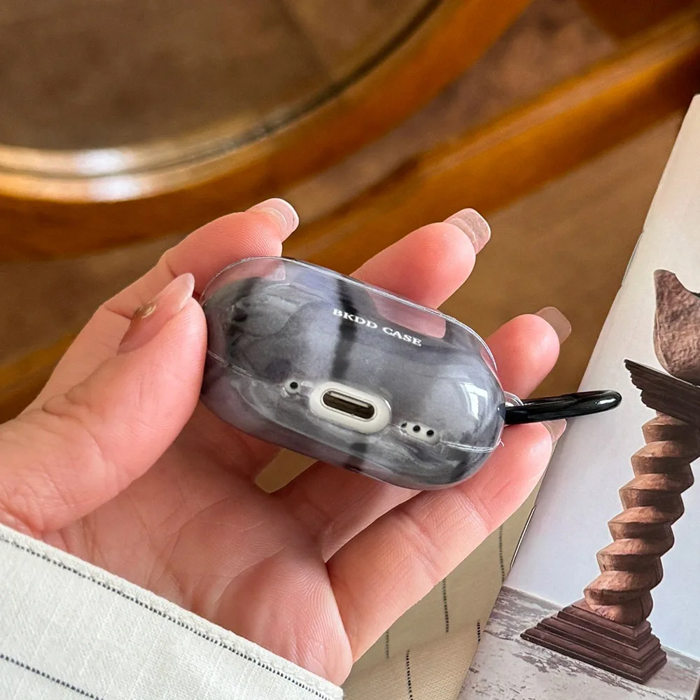 حافظة واقية ناعمة لامعة باللون الرمادي الجرافيت بأسلوب بسيط لأجهزة AirPods 1 أو 2 Pro 2 4 3nd Generation سماعة Fundas مقاومة للصدمات