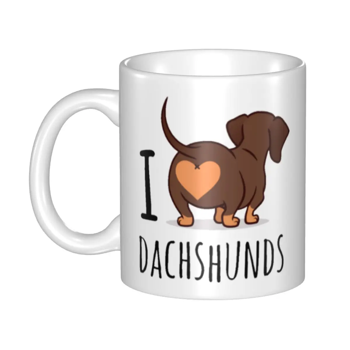 

Custom Dachshund Coffee Mug DIY I Love Dog Ceramic Tea Milk Cups