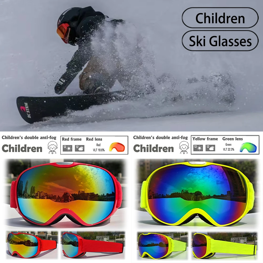 

Детские лыжные очки с защитой от запотевания — вентиляционная ветрозащита для всего дня, антибликовое покрытие для мальчиков и девочек, катание на лыжах на велосипеде, комплект очков для зимнего спорта 2025