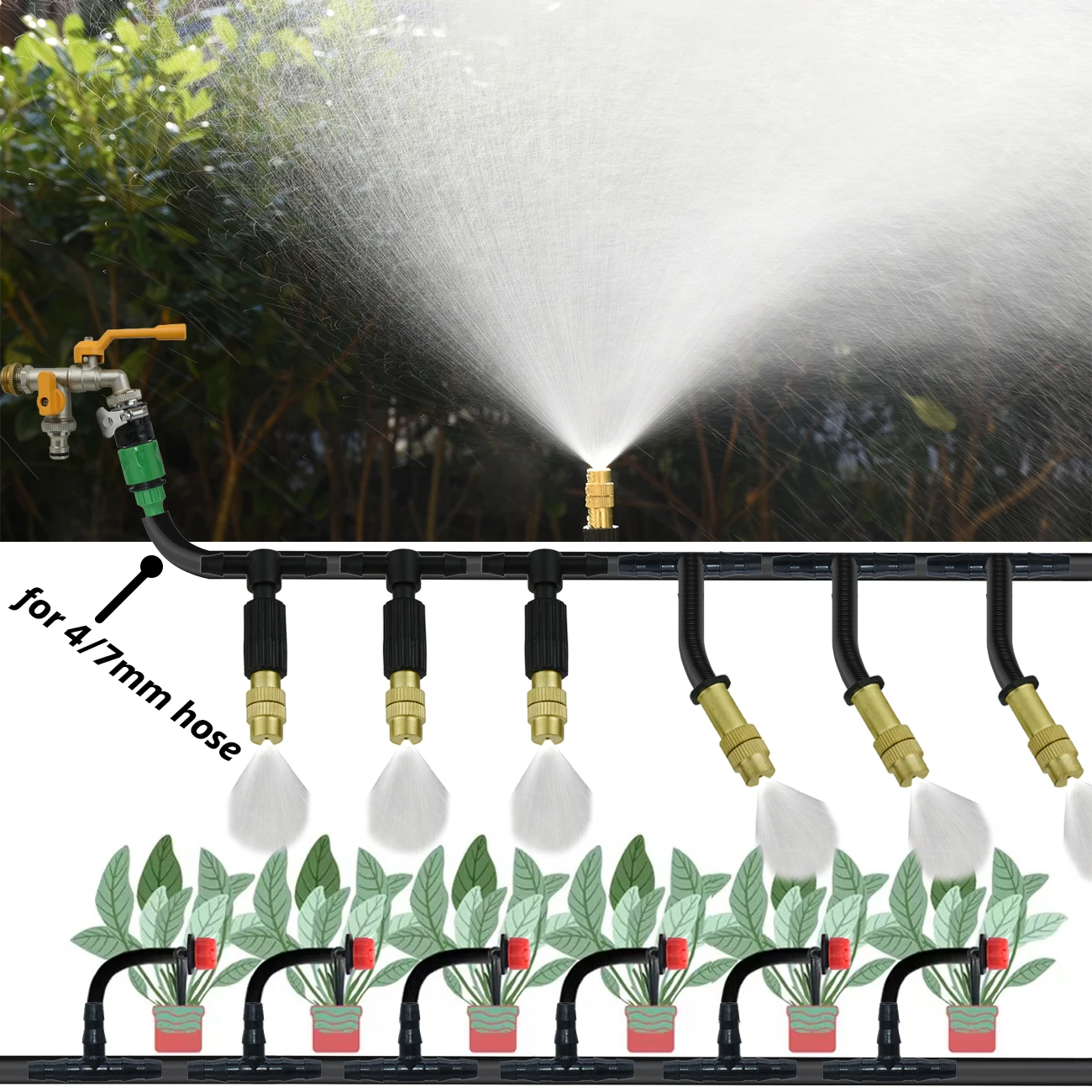 KESLA 5-50M Garden Micro Drip Irrigation Automatic Watering System Kit Timer Controller DIY Mist Spray Cooling for Potted Plants