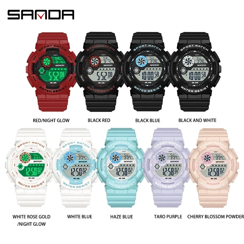 SANDA-reloj electrónico para hombre y mujer, pulsera luminosa, resistente al agua, creativa, para deportes al aire libre, regalo, 6114