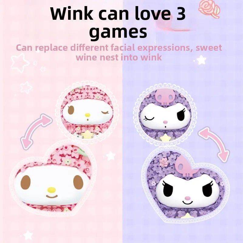 Sanrio Bouwstenen Kuromi Taarten Desktop Decoratie Puzzel Assembleren Model Speelgoed Verjaardagscadeaus voor jongens en meisjes