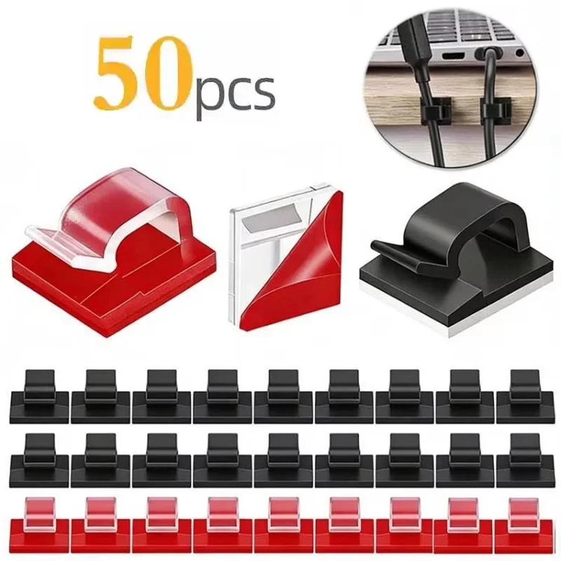 10/20/50Pcs Self Adhesive Cable Clip Cord Management Wire Holder Cable Manager Clamp For Charger Data Wire Cable Management Kit
