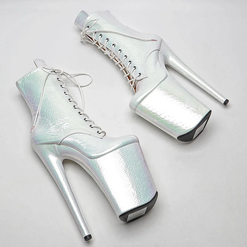Leecabe 23CM/9inches Shiny PU Snake Upper Pole dance shoes High Heels Pole Dance boot