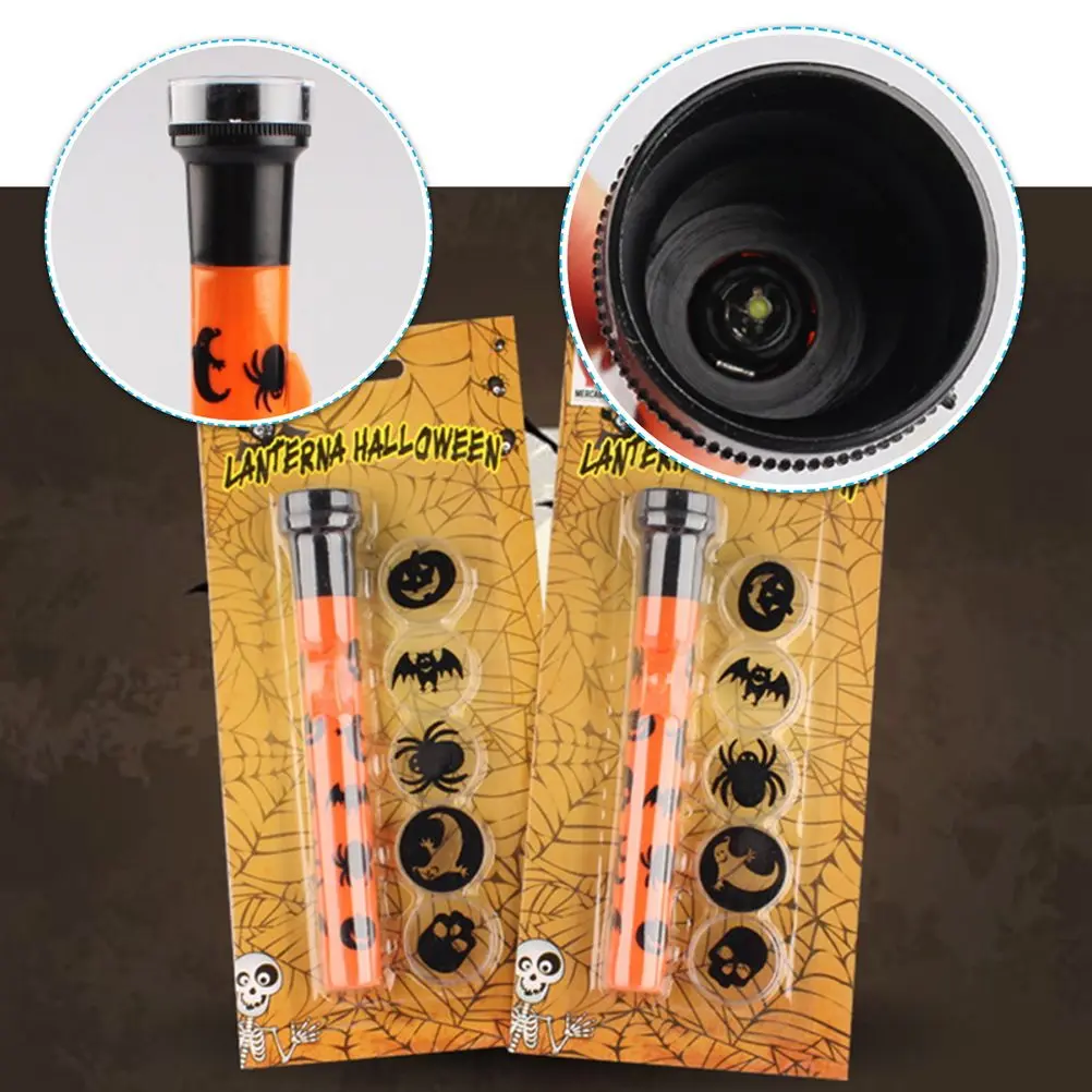 

Набор из 5 оранжевых фонариков с насадками-проекторами (тыква, призрак, череп) и 5 режимами проекции для Хэллоуина, вечеринок, дома, караоке, дома с привидениями