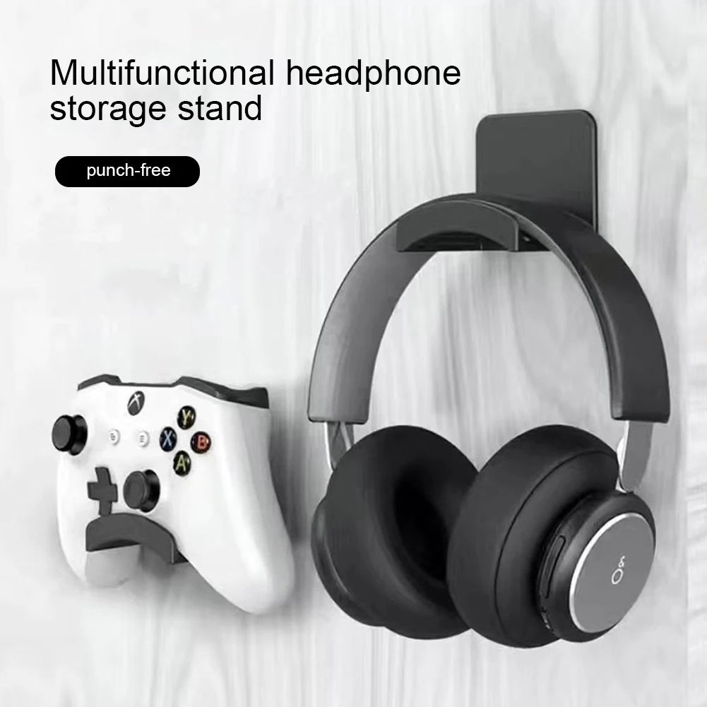 Universal Headphone Stand Adhensive Plastic Wall Mount Hanger Under Desk Headset Rack Holder Support For Gaming Earphone Bracket