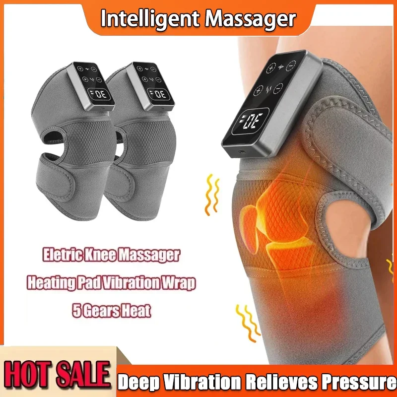 

3 вибрации, 5 уровней, горячий компресс, массаж плеч, локтей, поддержка колена, бандаж для здравоохранения, электрический массажер для колена с