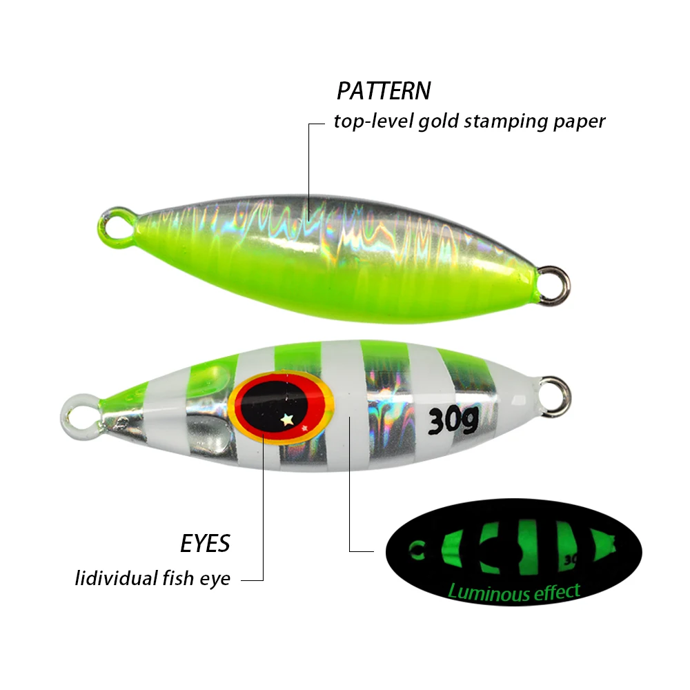 TOLU Slow Bee Slow pitch jig 20g30g 40g 60g 80g 100g 120g Shore Casting Jigging Spoon Lure Glow Saltwater Fishing Lure WIth Hook