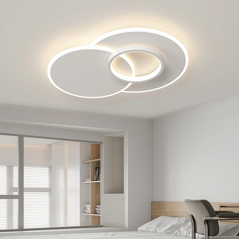 QILEMEI Modern White Ceiling Light Living Room Bedroom Study LED Lamp Remote Control Light Indoor Home Lighting Fixtures