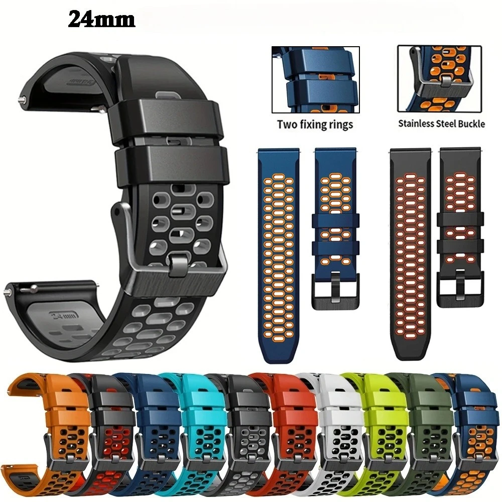 Cinturino In Silicone 24mm Per Ticwatch Pro 5 – Comodo, Traspirante E Impermeabile – Ricambio Per ITOUCH AIR3 - 6