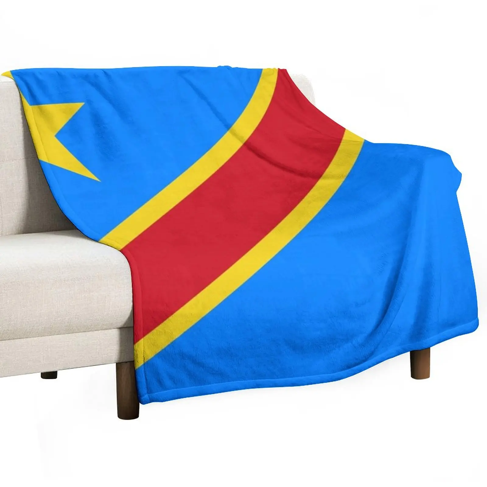 Superb Flag of the Democratic Republic of Congo and its blue, yellow and red colors. Throw Blanket Polar Thermal Blankets