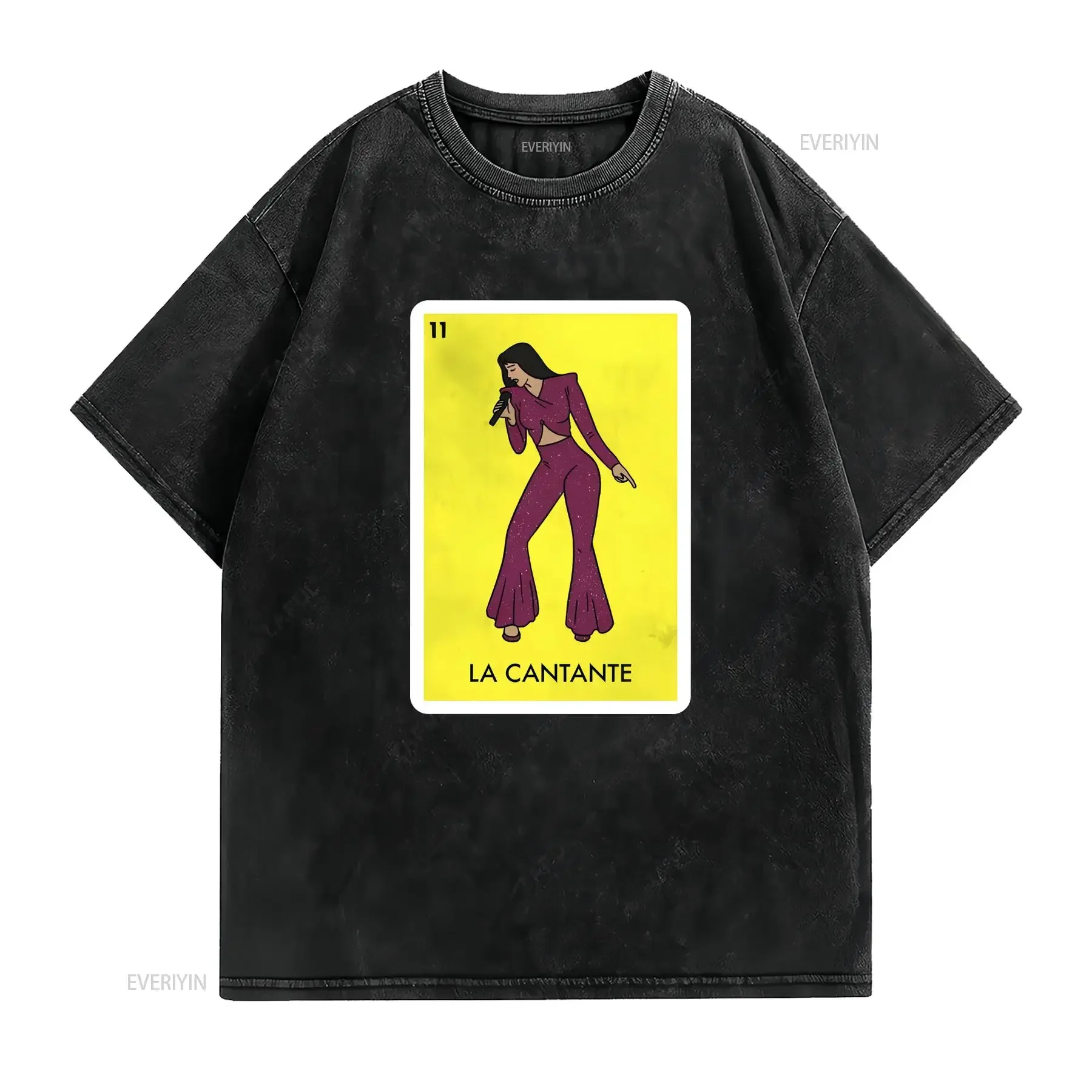 SELENA Mexican Loteria T Shirt Mens Womans La Cantante Funny vintage Washed Unisex Soft Stylish graphic fashion Versatile