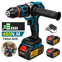 Gisam 480 NM Electric Impact Drill Screwdriver Rotary Hammer Brushless Drill 3in1 Handled Power Tool for Makita 18V Battery Pins