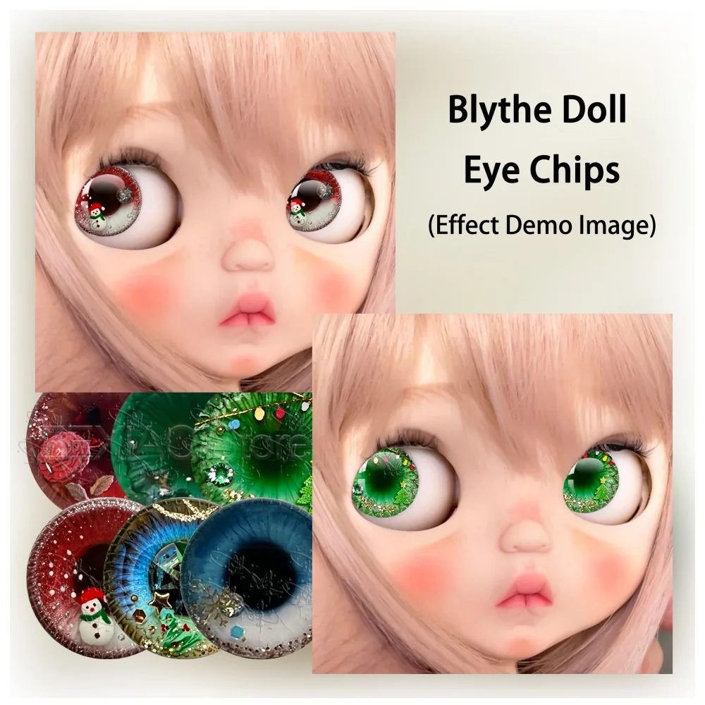 Christmas Theme Blythe Doll Eye 10MM-40MM Chips Glass Round Eyes Cabochon Dome Dragon Cat Eye Toys Jewelry MIX Pupil Eye MS018