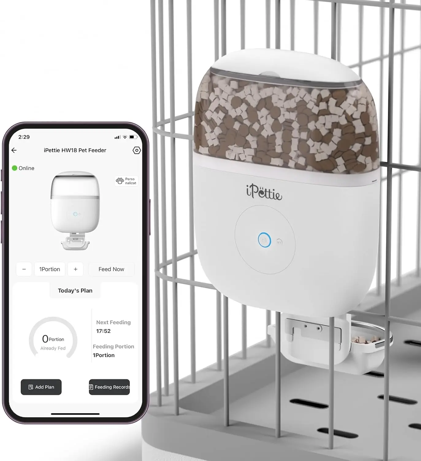 

Smart WiFi Hanging Cage Feeder for Rabbits, Cats, Dogs & Hamsters - 62oz, Timed & Portion Control