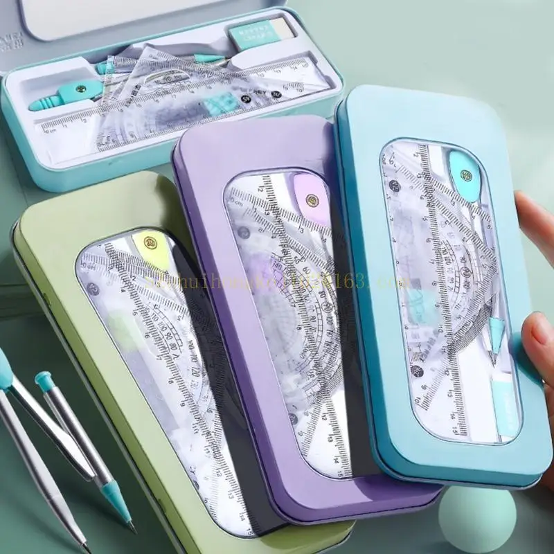 

7Pcs School Geometry Tool Set for Student,Including Metal Geometry Set Square, Eraser, Protractor, Storage best sale