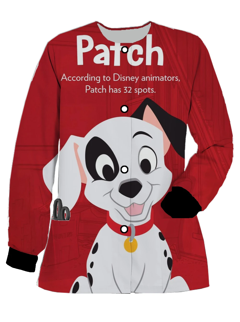 Disney Dalmatians Series Printed Autumn and Winter Long Sleeve Pocket Cardigan Women's Hospital Hotel Women's Work Uniform