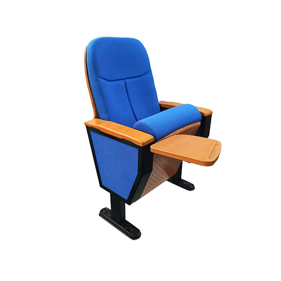 Modern Foldable Conference Lecture Hall Church Seating Chairs Tablet Fabric Wood Metal Construction Commercial Theater Furniture