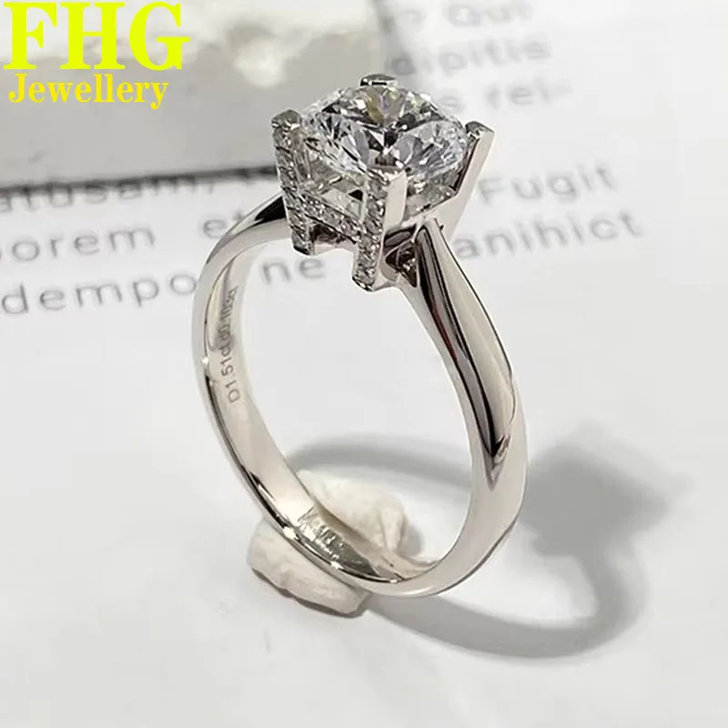 1 2 3 4 5 Carat Au585 14K White Gold Ring Round shape moissanite Diamonds Women Wedding Party Engagement Ring Classic Trendy