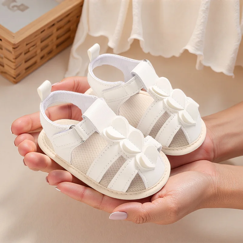 

Baby Summer Cute Small Love Solid color Soft soled Anti slip Princess Shoes 0-18 Months Newborn Casual Walking Shoes