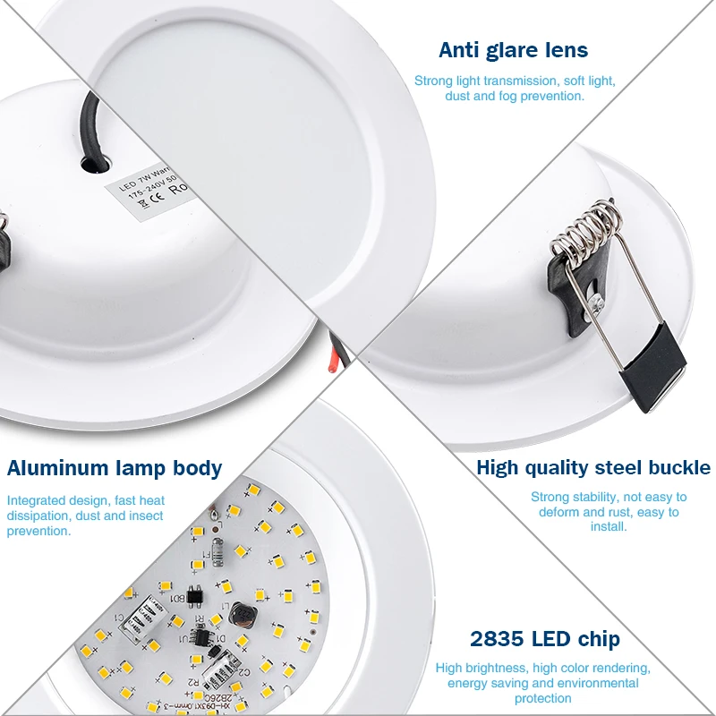 LED Downlight 110V 220V Round Recessed Ceiling Lamp DC12V 24V 5W 9W 12W 15W 18W Panel Down Lights Cold/Warm White Led Spotlight