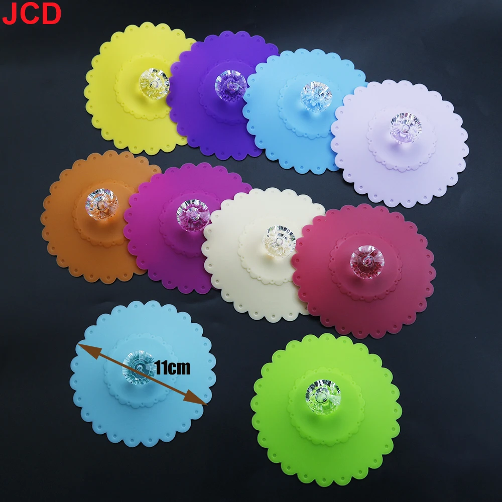 JCD Reusable Silicone Cup Cover with Artificial Diamonds Anti-dust Thermal Insulation Cup Lid Seals Mugs Cover Drinkware Parts