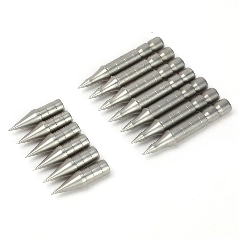 12pcs Archery Stainless Steel Insert Arrowhead ID3.2/4.2/5.2/6.2/8.0/9.8mm Point Tips Training Arrow for Arrow Accessories