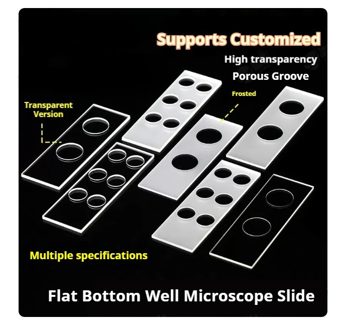 Flat Bottom Single Well Microscope Glass Slide High Precision Transparent Circular Cavity 5/12mm Diameter Lab Observation Parts