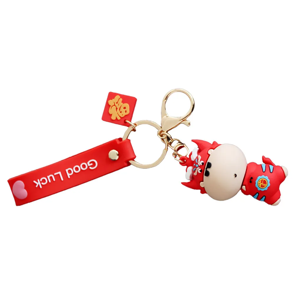 1Pcs Adorable Calf Design Key Chain PVC and Metal Keyring Bag Ornament Pendant Chic Gift for Loved Ones Wedding Party Daily Use