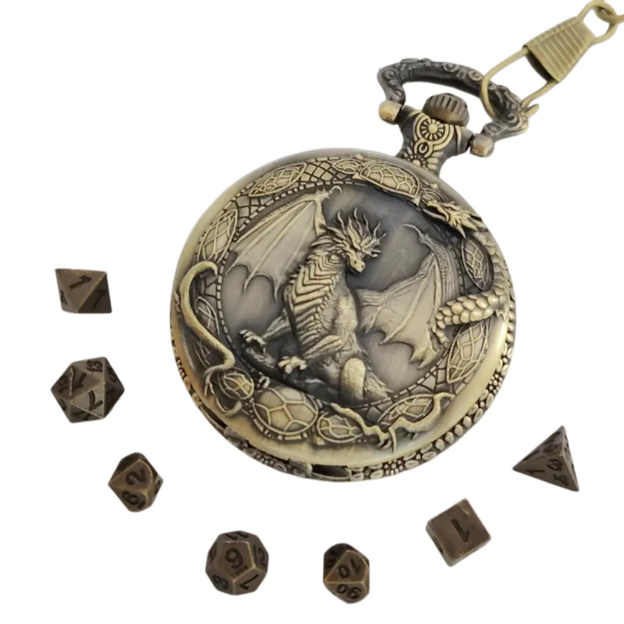 Vintage Pocket Watch - Juego de dados poliédricos retro con