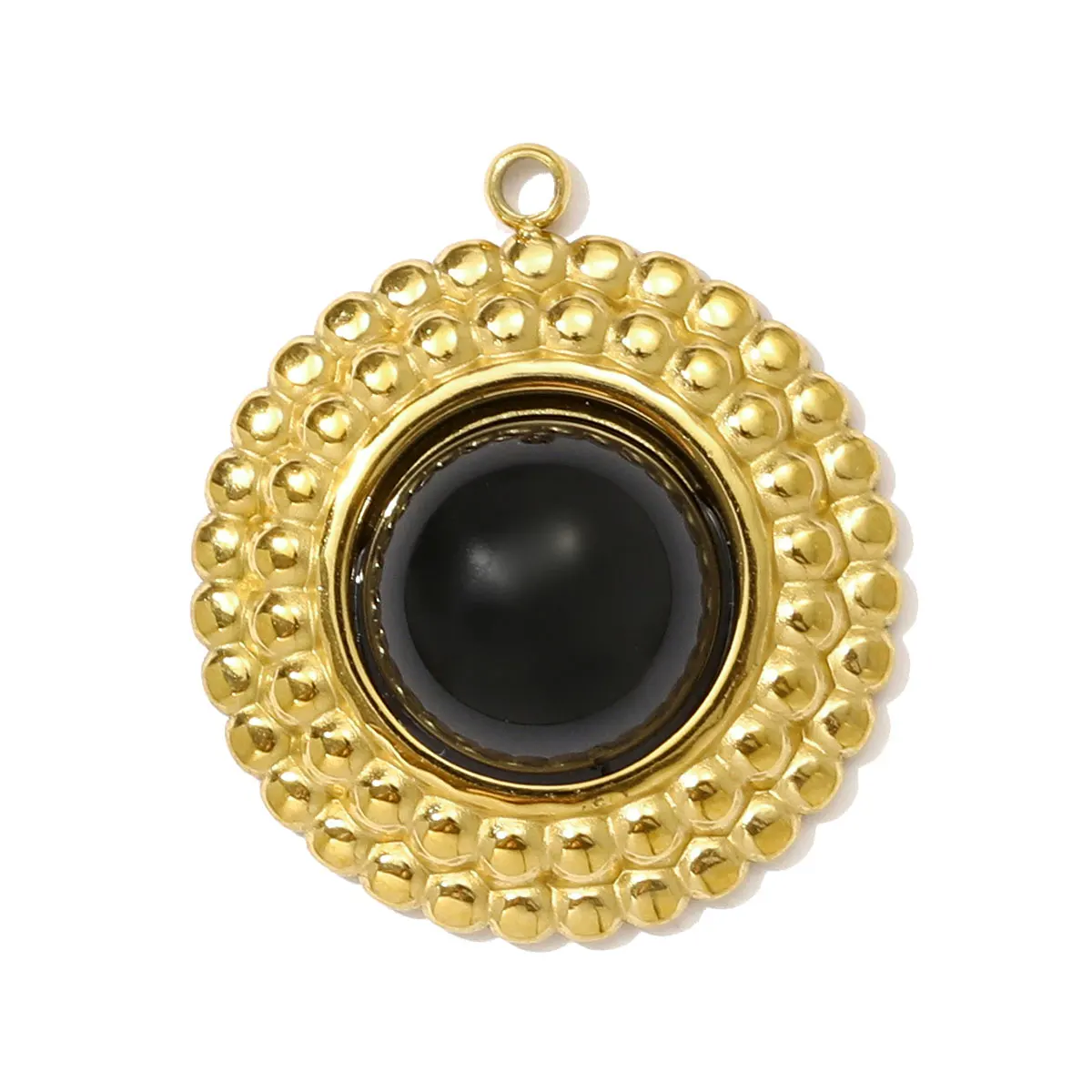 3pcs/Lot Stainless Steel Natural Sotne Geometric Necklace Pendant Black Agate Oval Heart DIY Charm Women Fan-shaped Jewelry