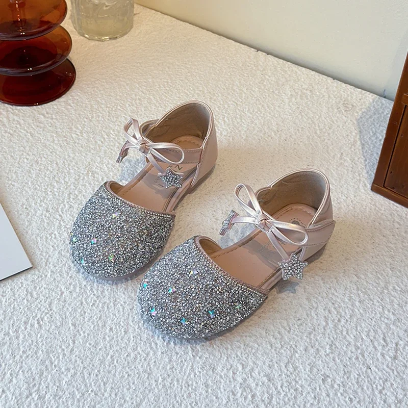 

2025 Children Sandals for Girls Summer New Fashion Korean Style Soft Bottom Anti-slippery Versatile Princess Bowtie Dress Shoes