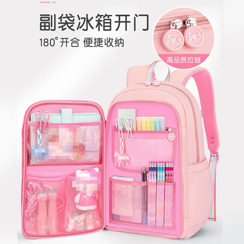 Primary Students Schoolbag Kids Rucksack Large Capacity Multi-pocket Side Open Zipper Students Book Bag Girls Cute Backpacks