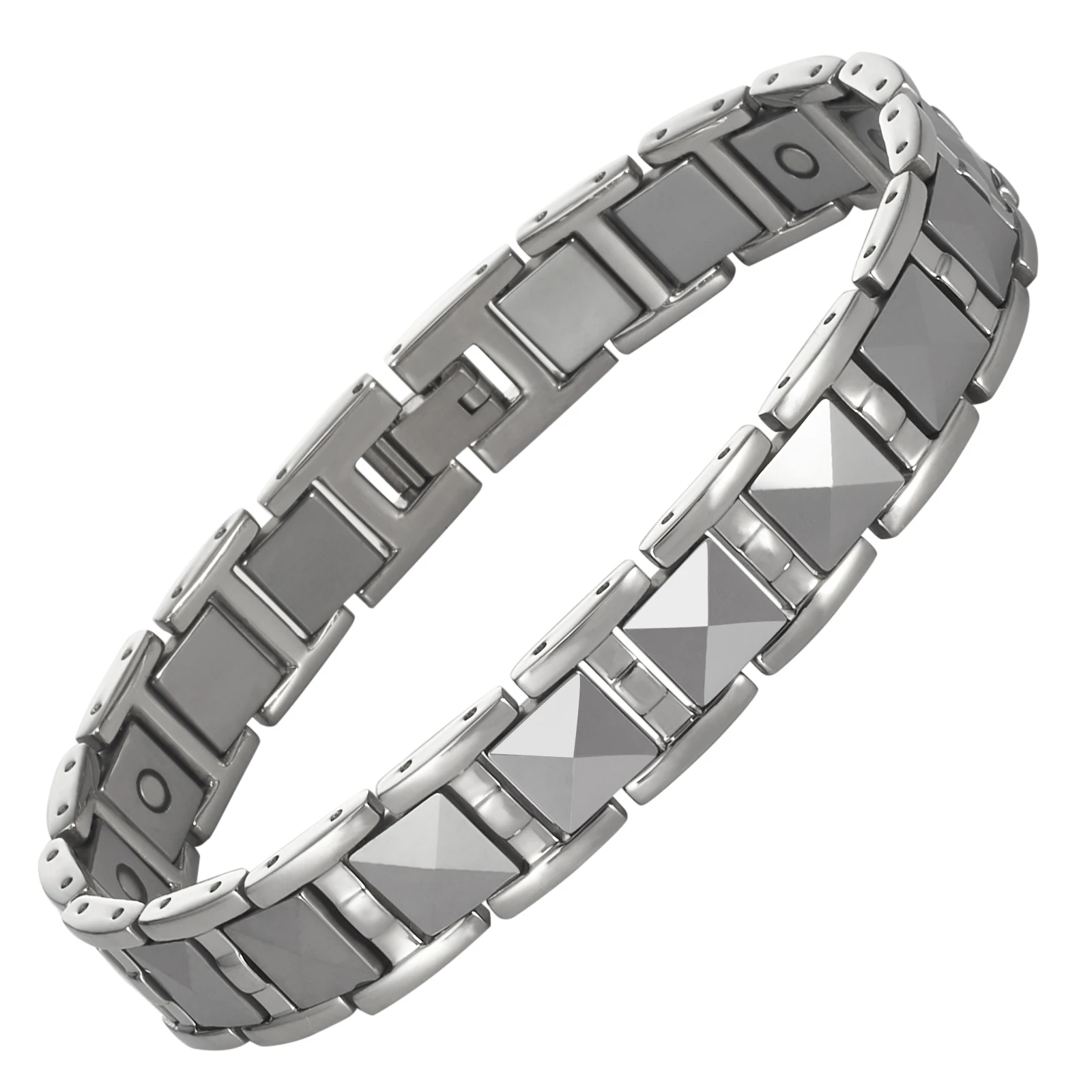 Wollet Jewelry Solid Tungsten Link Bracelet for Men Polished Link, Contemporary Style Stylish Men's Gift