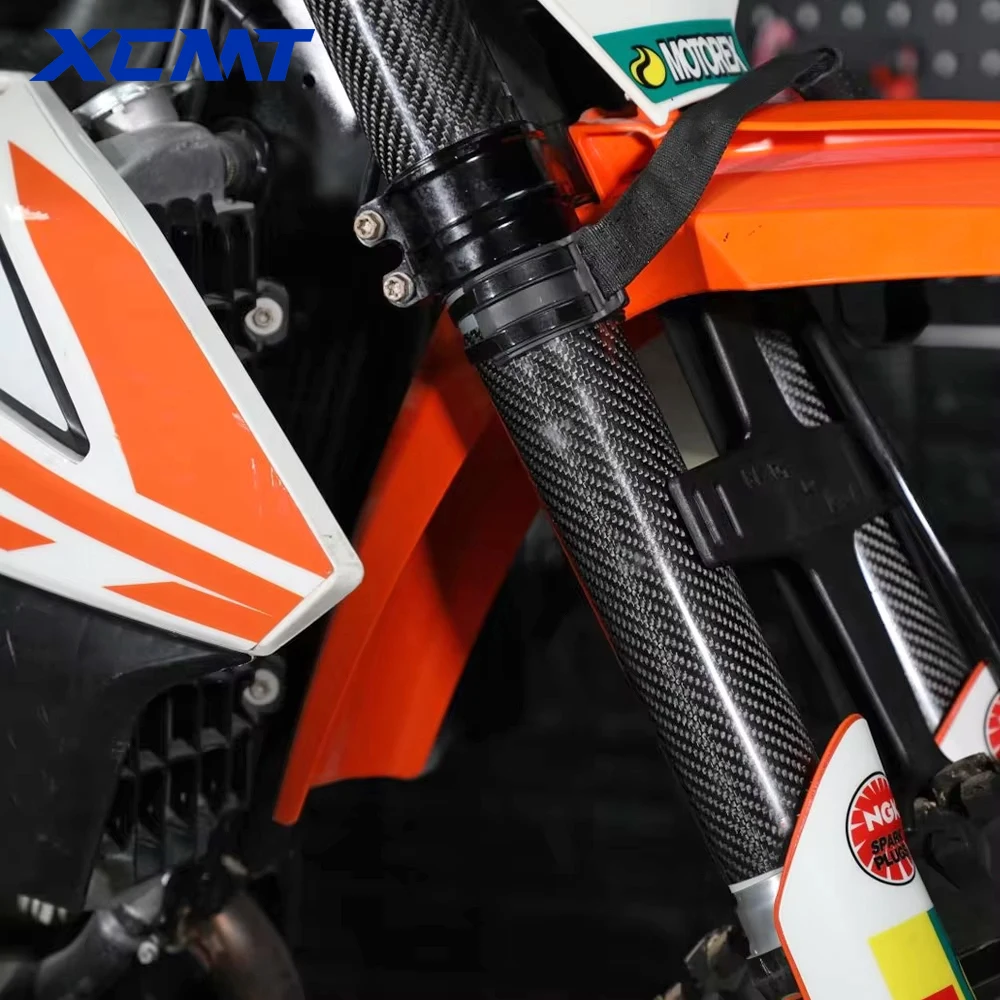 오토바이 탄소 섬유 조절식 프론트 포크 충격 가드 보호대, KTM EXC SX SXF XC XCF XCW 125 250 350 450 530, 160-260mm