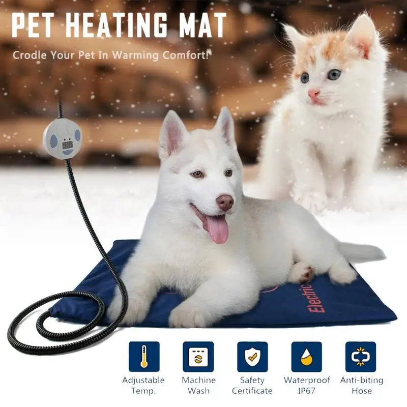 

Waterproof Pet Heating Pad Electric Blanket Dog Cat Winter Warmer Pad 45×60cm Adjustable Temperature Dog Mattress US/UK