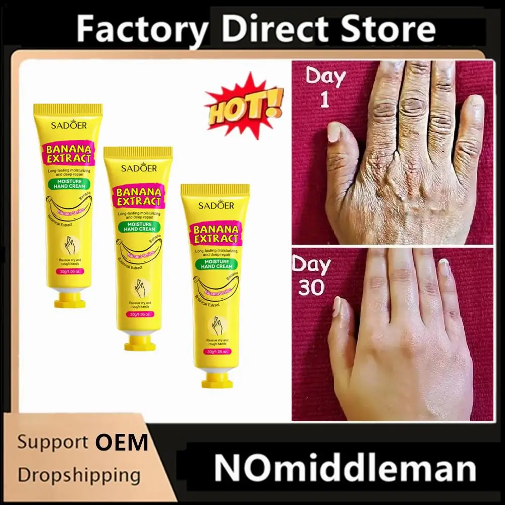 

1-3pcs Banana Hand Cream Anti-Drying Crack Moisturizing Brightening Repairing Hand Cream For Hands Skin Care Anti Aging New